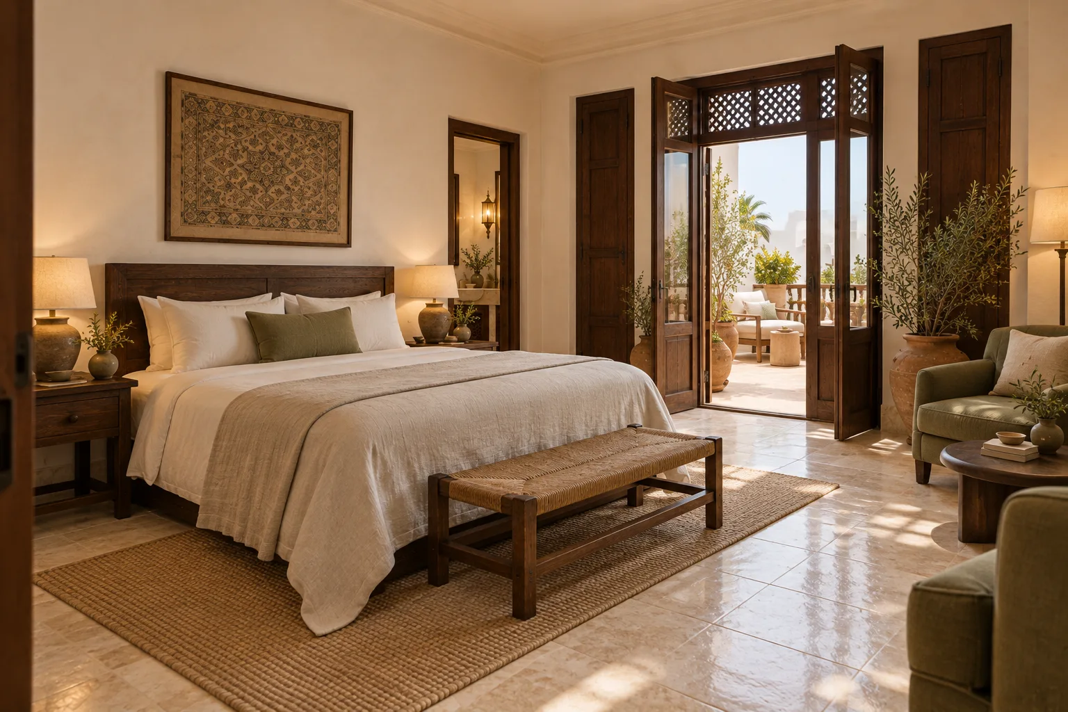 Terrace suite in the fictional DAR SERA guesthouse